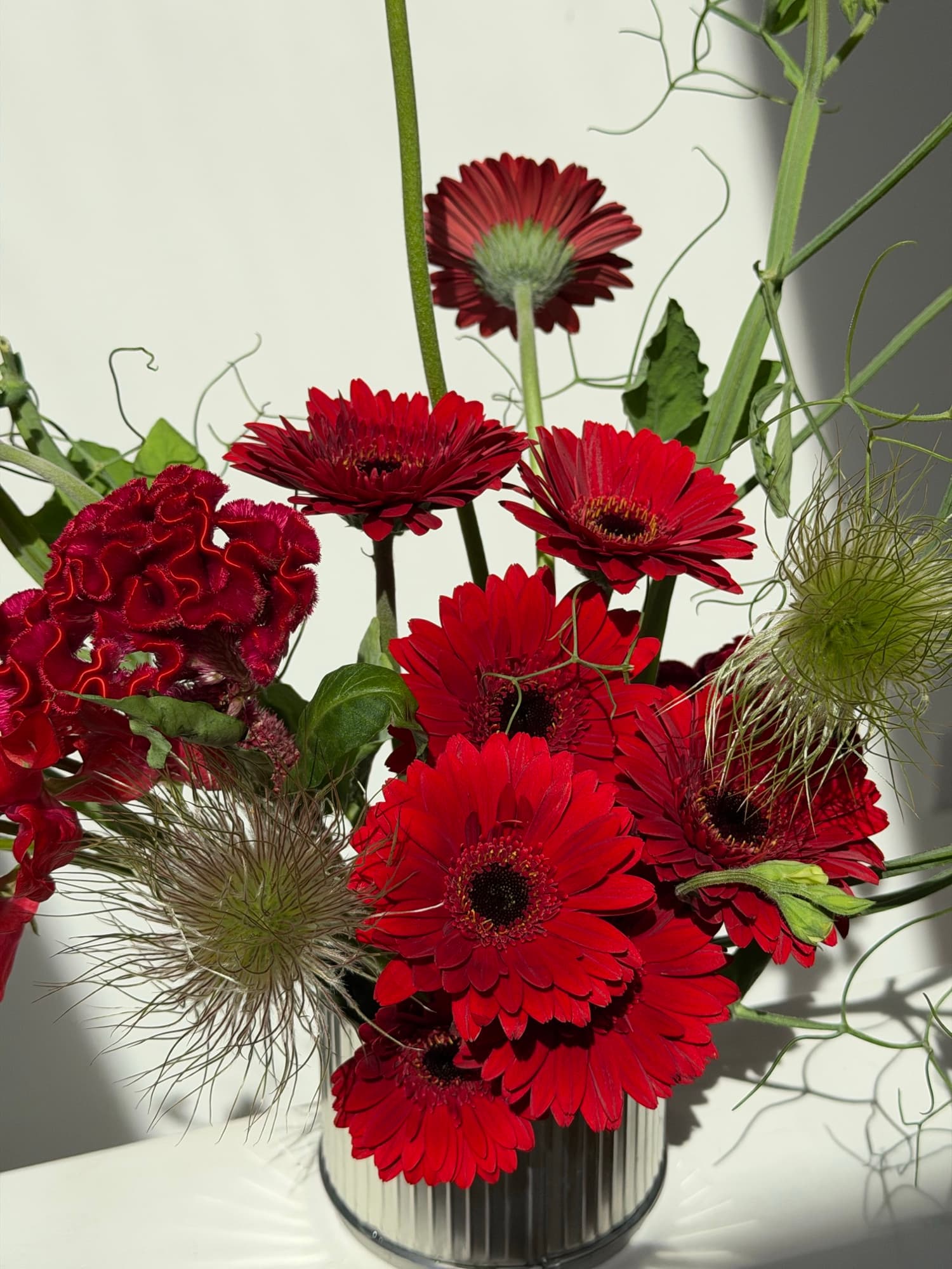 Bouquet photograph with a provisional identification of Cockscomb